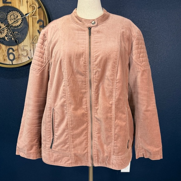 Westport Jackets & Blazers - Westport Women's Blush Velvet Moto Jacket Plus Size 3X